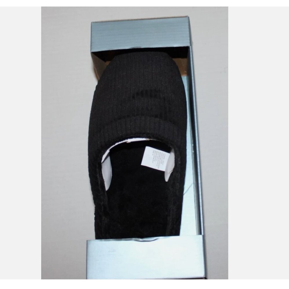 Men's Black Corduroy Slippers XL Faux Fur Lining Foam Footbed NWT Wayland Square